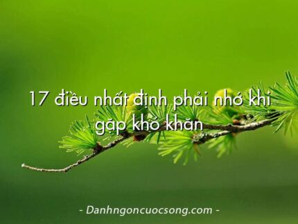 17 điều nhất định phải nhớ khi gặp khó khăn