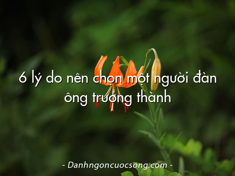 6 lý do nên chọn một người đàn ông trưởng thành