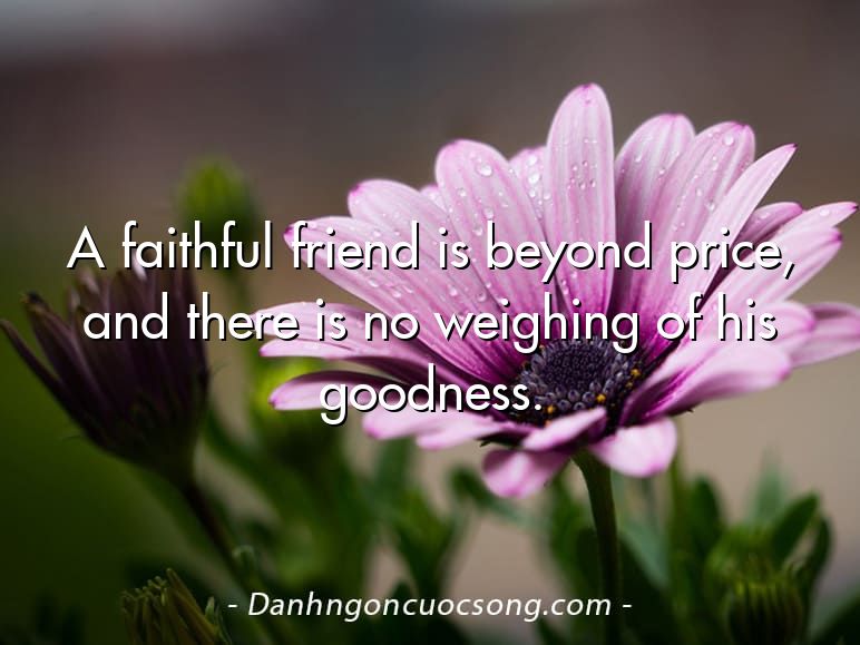 A faithful friend is beyond price, and there is no weighing of his goodness.