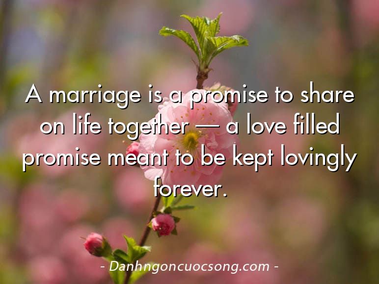 A marriage is a promise to share on life together — a love filled promise meant to be kept lovingly forever.