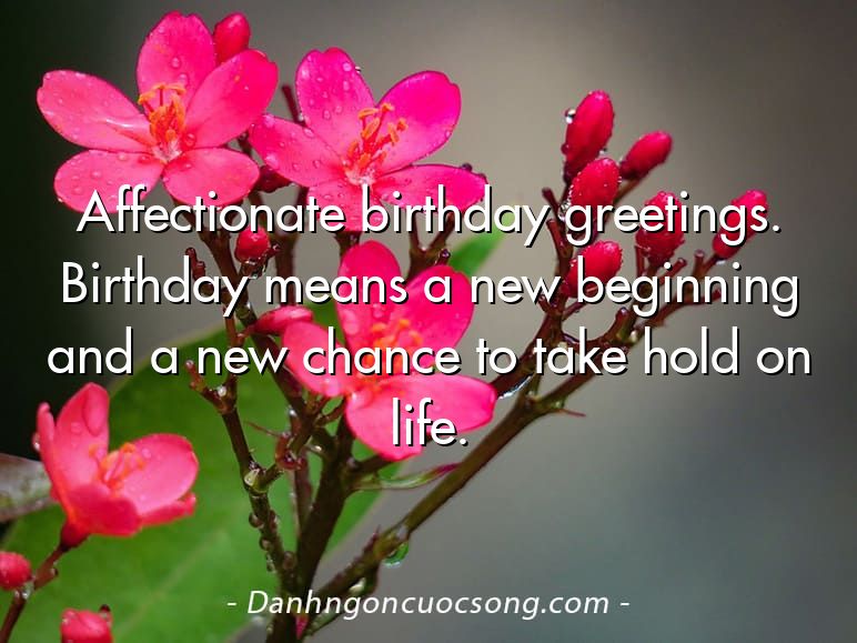Affectionate birthday greetings. Birthday means a new beginning and a new chance to take hold on life.