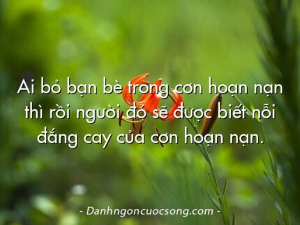 Ai bỏ bạn bè trong cơn hoạn nạn thì rồi người đó sẽ được biết nỗi đắng cay của cơn hoạn nạn.