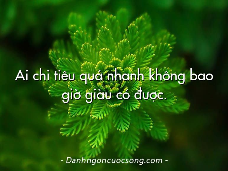 Ai chi tiêu quá nhanh không bao giờ giàu có được.