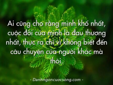 Ai cũng cho rằng mình khổ nhất, cuộc đời của mình là đau thương nhất, thực ra chỉ vì không biết đến câu chuyện của người khác mà thôi.