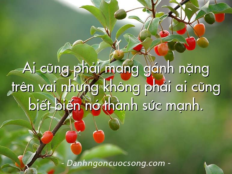 Ai cũng phải mang gánh nặng trên vai nhưng không phải ai cũng biết biến nó thành sức mạnh.