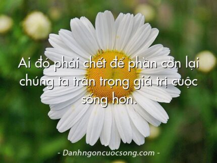 Ai đó phải chết để phần còn lại chúng ta trân trọng giá trị cuộc sống hơn.