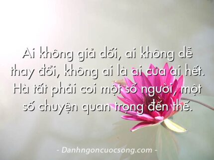 Ai không giả dối, ai không dễ thay đổi, không ai là ai của ai hết. Hà tất phải coi một số người, một số chuyện quan trọng đến thế.
