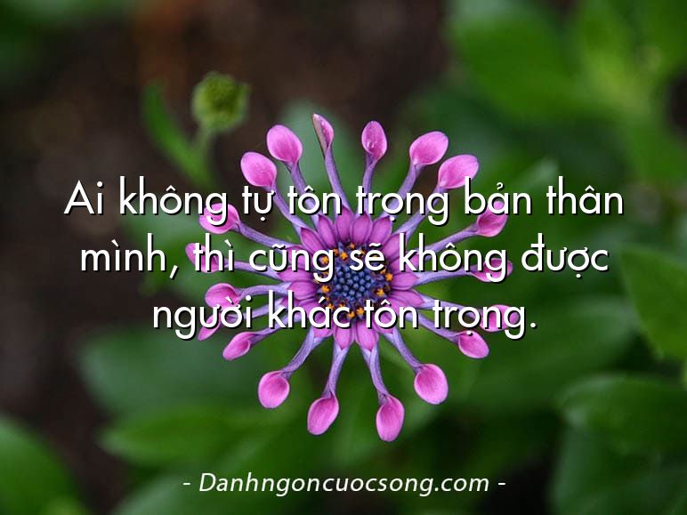Ai không tự tôn trọng bản thân mình, thì cũng sẽ không được người khác tôn trọng.