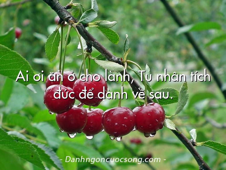 Ai ơi ăn ở cho lành, Tu nhân tích đức để dành về sau.