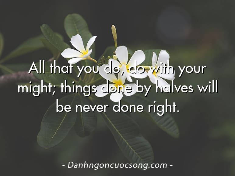 All that you do, do with your might; things done by halves will be never done right.