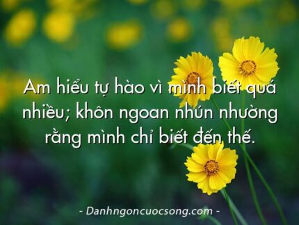 Am hiểu tự hào vì mình biết quá nhiều; khôn ngoan nhún nhường rằng mình chỉ biết đến thế.