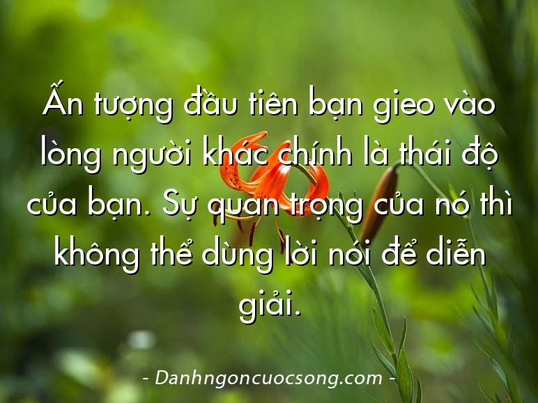 Ấn tượng đầu tiên bạn gieo vào lòng người khác chính là thái độ của bạn. Sự quan trọng của nó thì không thể dùng lời nói để diễn giải.