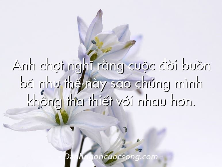 Anh chợt nghĩ rằng cuộc đời buồn bã như thế này sao chúng mình không tha thiết với nhau hơn.