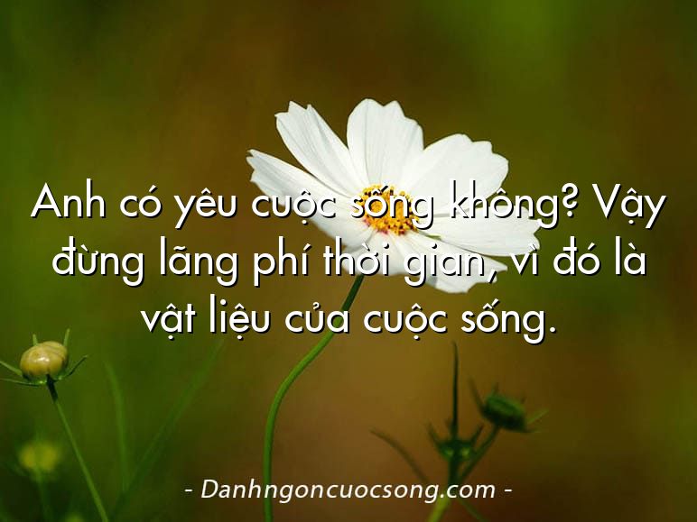 Anh có yêu cuộc sống không? Vậy đừng lãng phí thời gian, vì đó là vật liệu của cuộc sống.