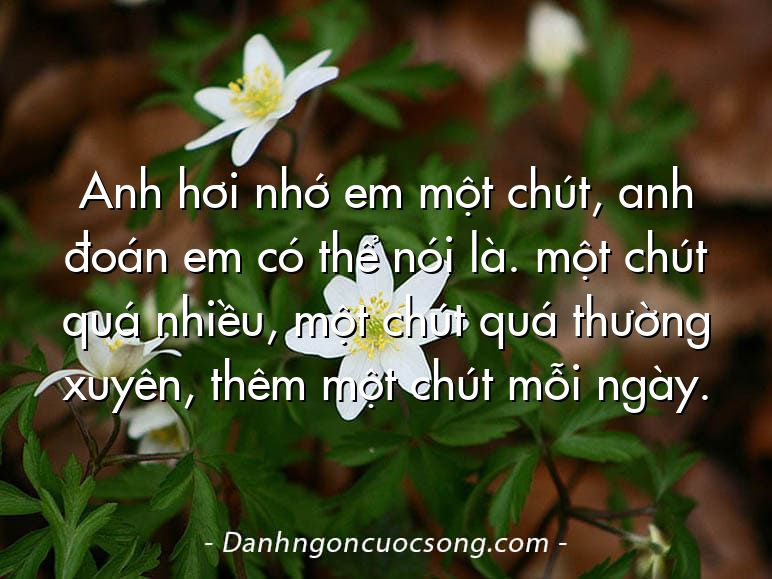 Anh hơi nhớ em một chút, anh đoán em có thể nói là. một chút quá nhiều, một chút quá thường xuyên, thêm một chút mỗi ngày.