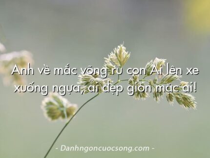 Anh về mắc võng ru con Ai lên xe xuống ngựa, ai đẹp giòn mặc ai!