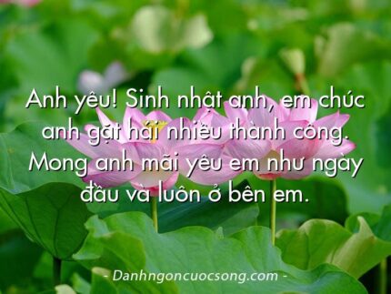 Anh yêu! Sinh nhật anh, em chúc anh gặt hái nhiều thành công. Mong anh mãi yêu em như ngày đầu và luôn ở bên em.