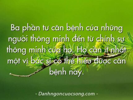 Ba phần tư căn bệnh của những người thông minh đến từ chính sự thông minh của họ. Họ cần ít nhất một vị bác sĩ có thể hiểu được căn bệnh này.