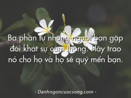 Ba phần tư những người bạn gặp đói khát sự cảm thông. Hãy trao nó cho họ và họ sẽ quý mến bạn.
