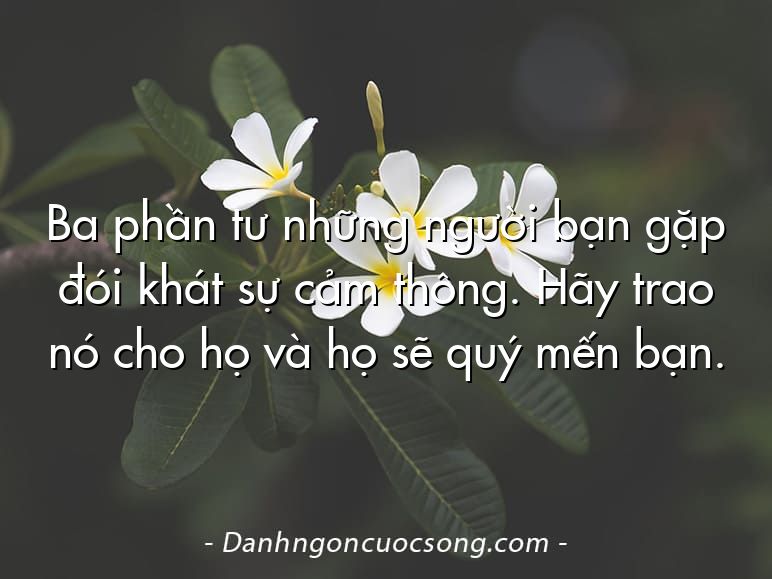 Ba phần tư những người bạn gặp đói khát sự cảm thông. Hãy trao nó cho họ và họ sẽ quý mến bạn.