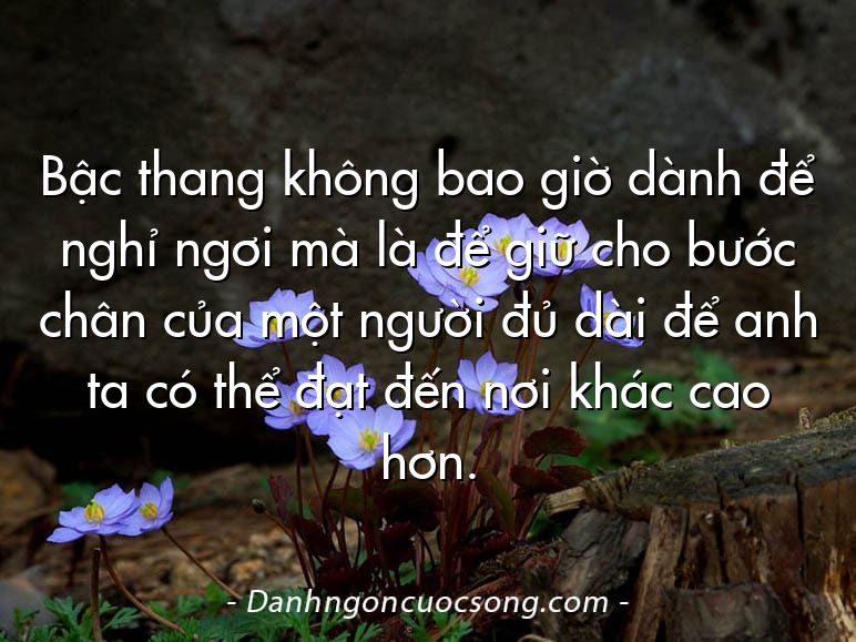 Bậc thang không bao giờ dành để nghỉ ngơi mà là để giữ cho bước chân của một người đủ dài để anh ta có thể đạt đến nơi khác cao hơn.