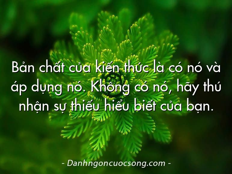 Bản chất của kiến thức là có nó và áp dụng nó. Không có nó, hãy thú nhận sự thiếu hiểu biết của bạn.