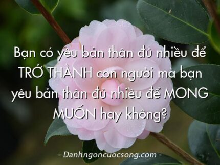 Bạn có yêu bản thân đủ nhiều để TRỞ THÀNH con người mà bạn yêu bản thân đủ nhiều để MONG MUỐN hay không?