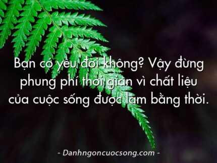Bạn có yêu đời không? Vậy đừng phung phí thời gian vì chất liệu của cuộc sống được làm bằng thời.