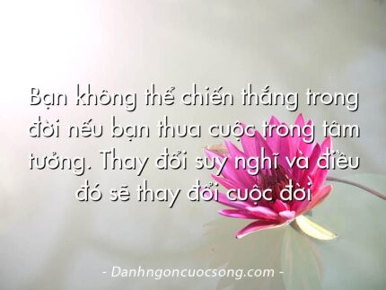 Bạn không thể chiến thắng trong đời nếu bạn thua cuộc trong tâm tưởng. Thay đổi suy nghĩ và điều đó sẽ thay đổi cuộc đời