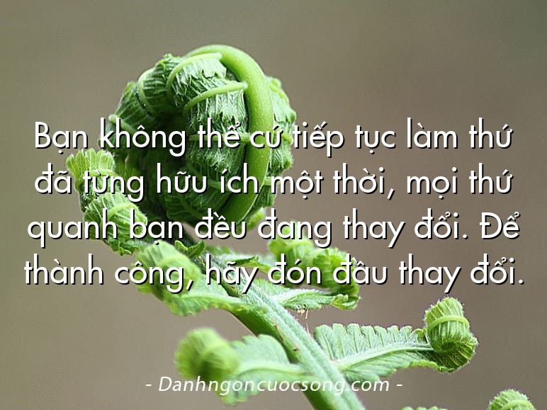 Bạn không thể cứ tiếp tục làm thứ đã từng hữu ích một thời, mọi thứ quanh bạn đều đang thay đổi. Để thành công, hãy đón đầu thay đổi.