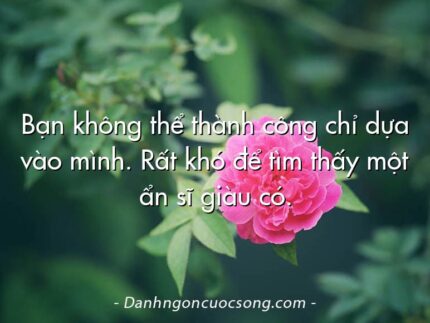 Bạn không thể thành công chỉ dựa vào mình. Rất khó để tìm thấy một ẩn sĩ giàu có.