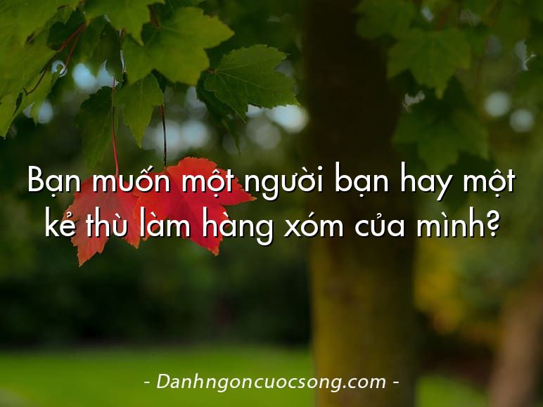 Bạn muốn một người bạn hay một kẻ thù làm hàng xóm của mình?