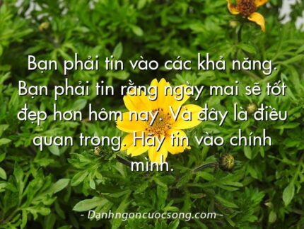 Bạn phải tin vào các khả năng. Bạn phải tin rằng ngày mai sẽ tốt đẹp hơn hôm nay. Và đây là điều quan trọng. Hãy tin vào chính mình.