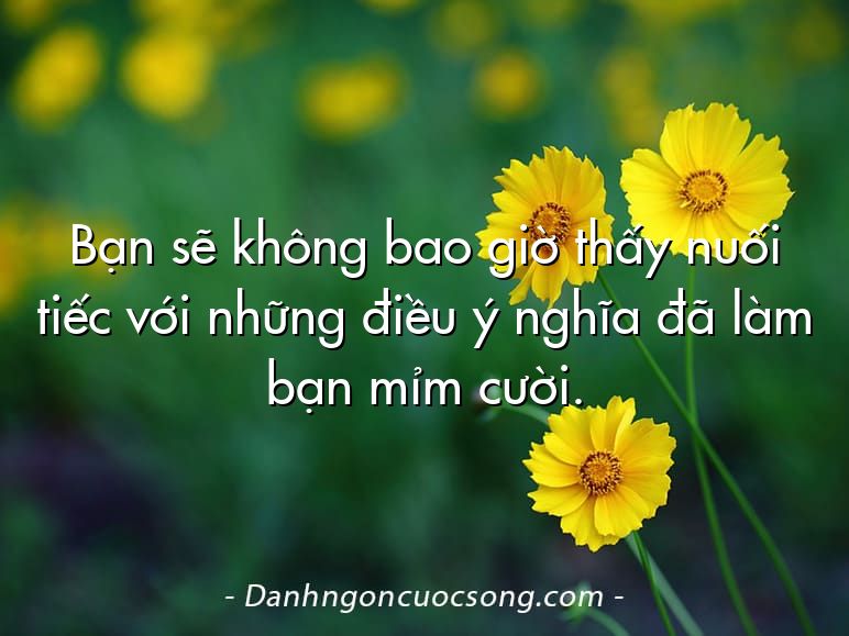 Bạn sẽ không bao giờ thấy nuối tiếc với những điều ý nghĩa đã làm bạn mỉm cười.