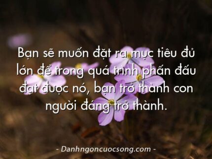 Bạn sẽ muốn đặt ra mục tiêu đủ lớn để trong quá trình phấn đấu đạt được nó, bạn trở thành con người đáng trở thành.