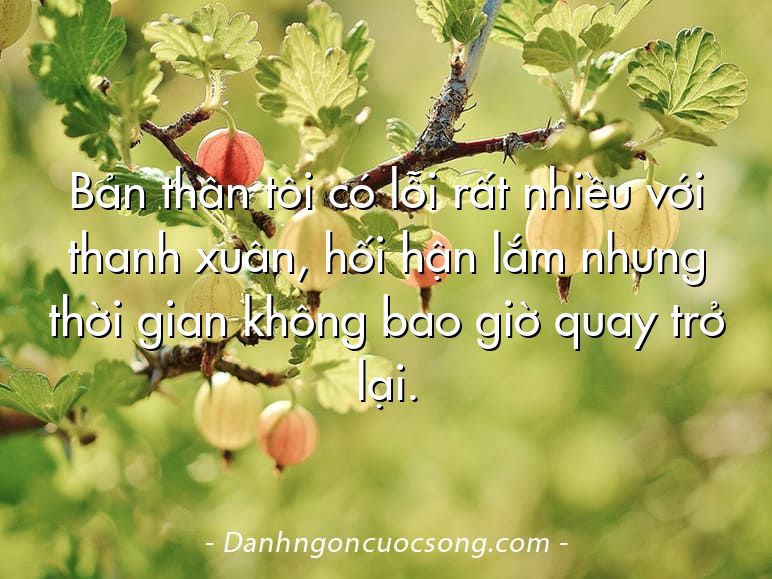 Bản thân tôi có lỗi rất nhiều với thanh xuân, hối hận lắm nhưng thời gian không bao giờ quay trở lại.