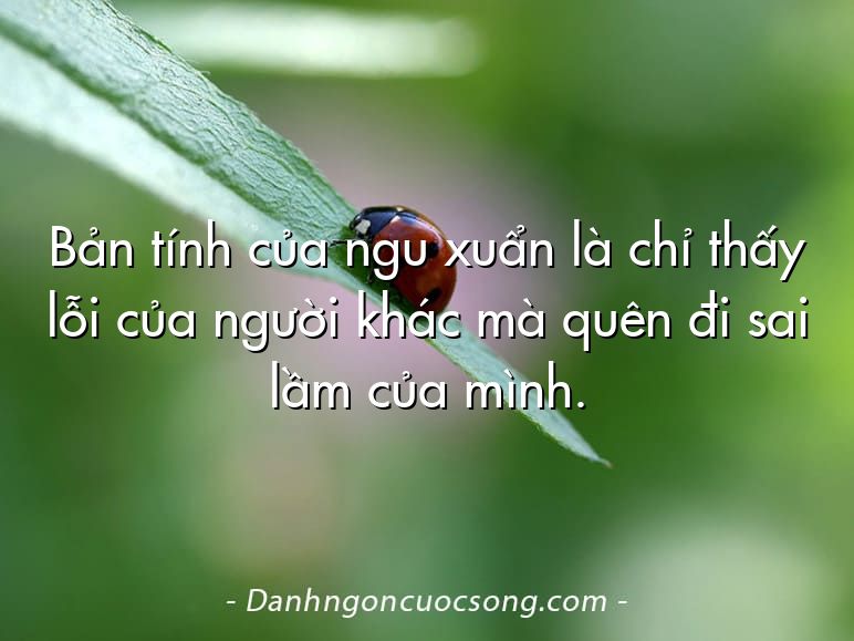 Bản tính của ngu xuẩn là chỉ thấy lỗi của người khác mà quên đi sai lầm của mình.