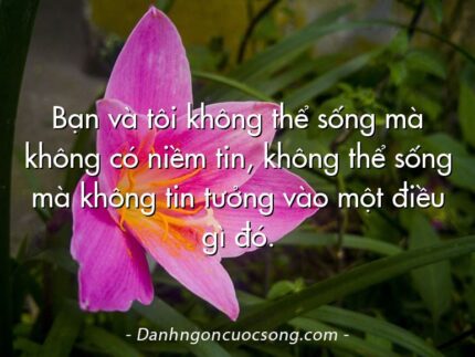 Bạn và tôi không thể sống mà không có niềm tin, không thể sống mà không tin tưởng vào một điều gì đó.