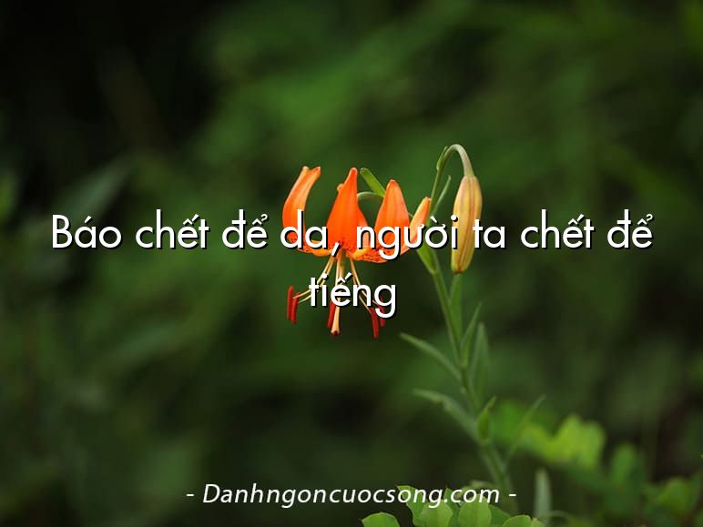 Báo chết để da, người ta chết để tiếng