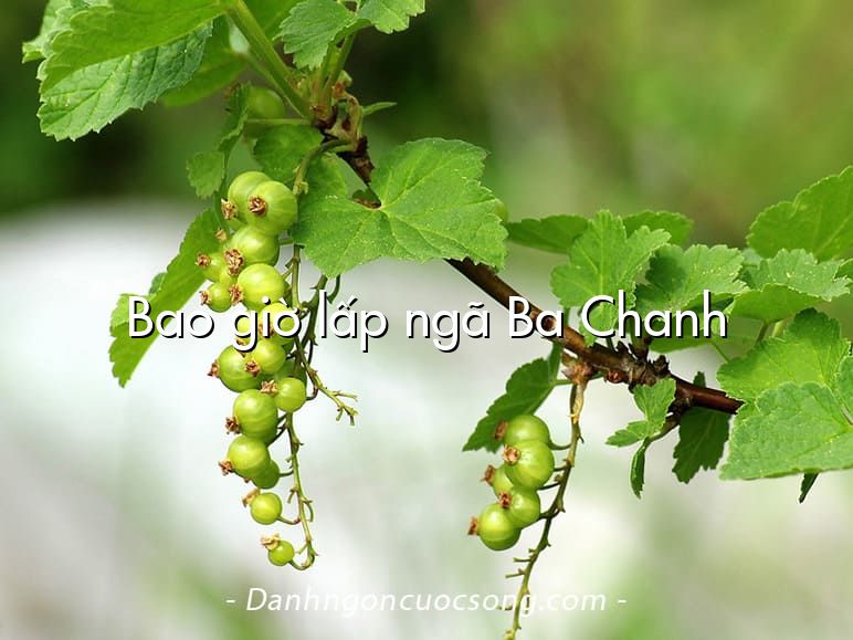 Bao giờ lấp ngã Ba Chanh