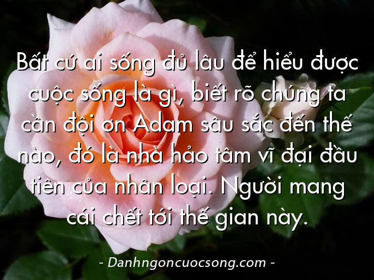 Bất cứ ai sống đủ lâu để hiểu được cuộc sống là gì, biết rõ chúng ta cần đội ơn Adam sâu sắc đến thế nào, đó là nhà hảo tâm vĩ đại đầu tiên của nhân loại. Người mang cái chết tới thế gian này.