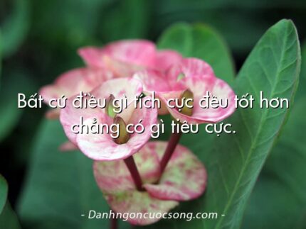 Bất cứ điều gì tích cực đều tốt hơn chẳng có gì tiêu cực.