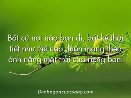 Bất cứ nơi nào bạn đi, bất kể thời tiết như thế nào, luôn mang theo ánh nắng mặt trời của riêng bạn.