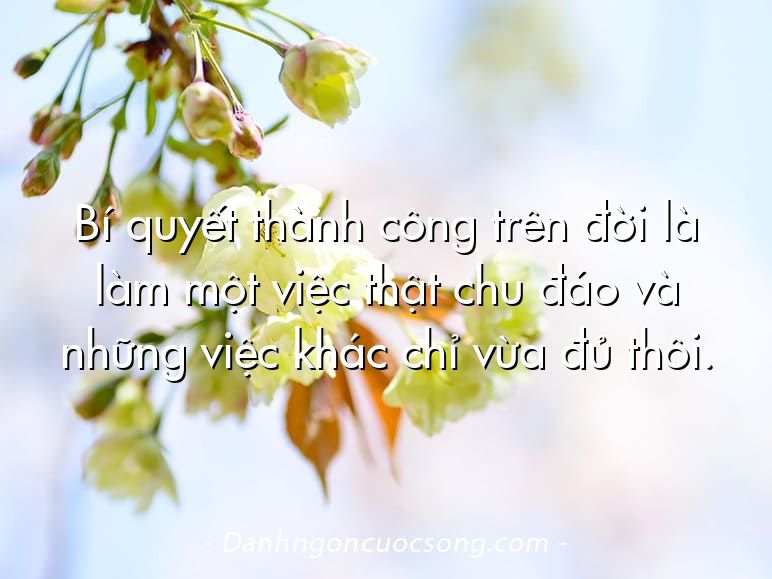 Bí quyết thành công trên đời là làm một việc thật chu đáo và những việc khác chỉ vừa đủ thôi.