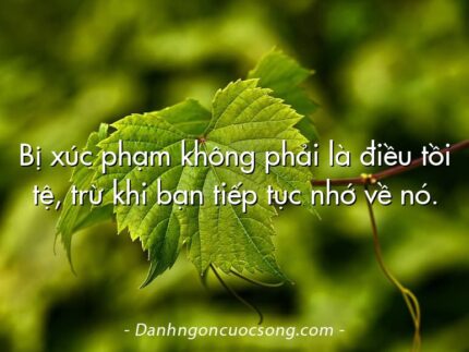 Bị xúc phạm không phải là điều tồi tệ, trừ khi bạn tiếp tục nhớ về nó.