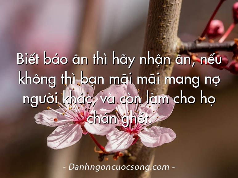 Biết báo ân thì hãy nhận ân, nếu không thì bạn mãi mãi mang nợ người khác, và còn làm cho họ chán ghét.