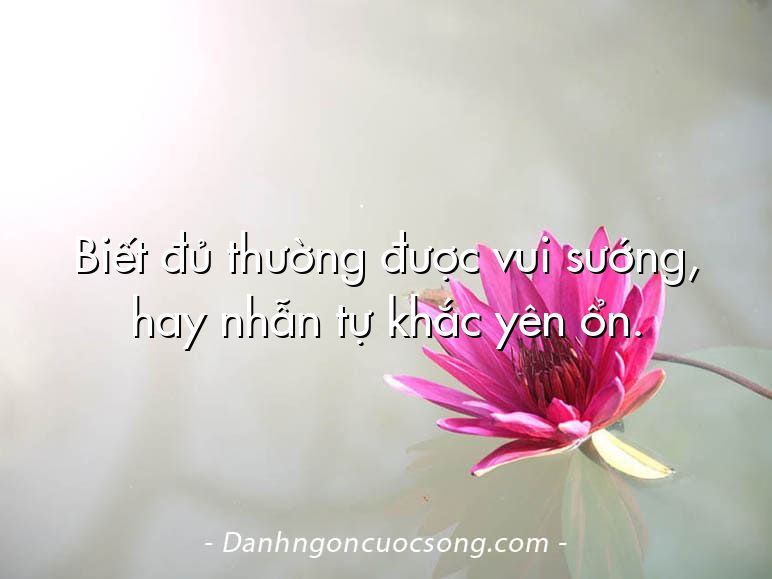 Biết đủ thường được vui sướng, hay nhẫn tự khắc yên ổn.