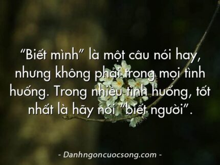 “Biết mình” là một câu nói hay, nhưng không phải trong mọi tình huống. Trong nhiều tình huống, tốt nhất là hãy nói “biết người”.