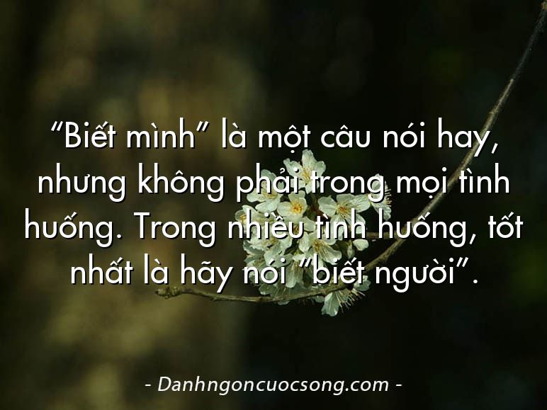 “Biết mình” là một câu nói hay, nhưng không phải trong mọi tình huống. Trong nhiều tình huống, tốt nhất là hãy nói “biết người”.