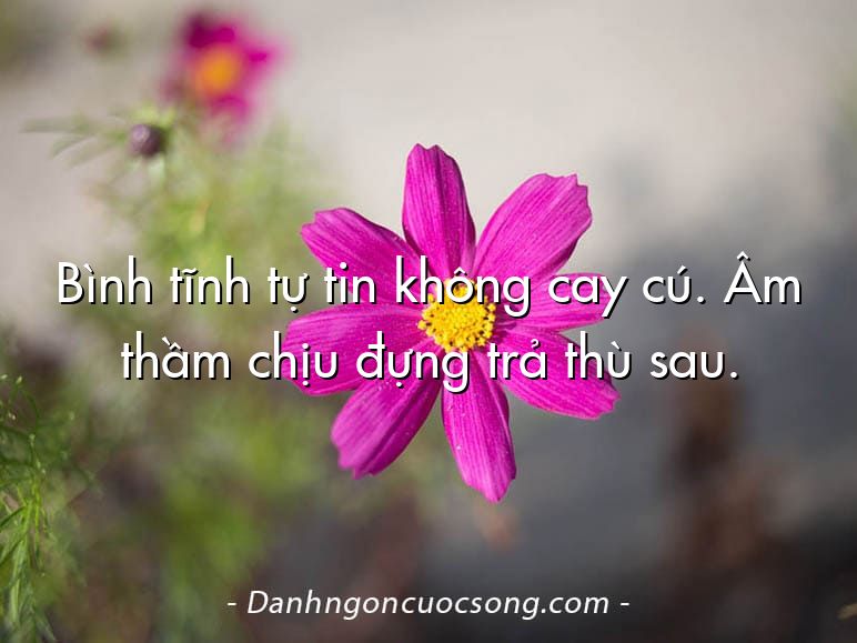 Bình tĩnh tự tin không cay cú. Âm thầm chịu đựng trả thù sau.